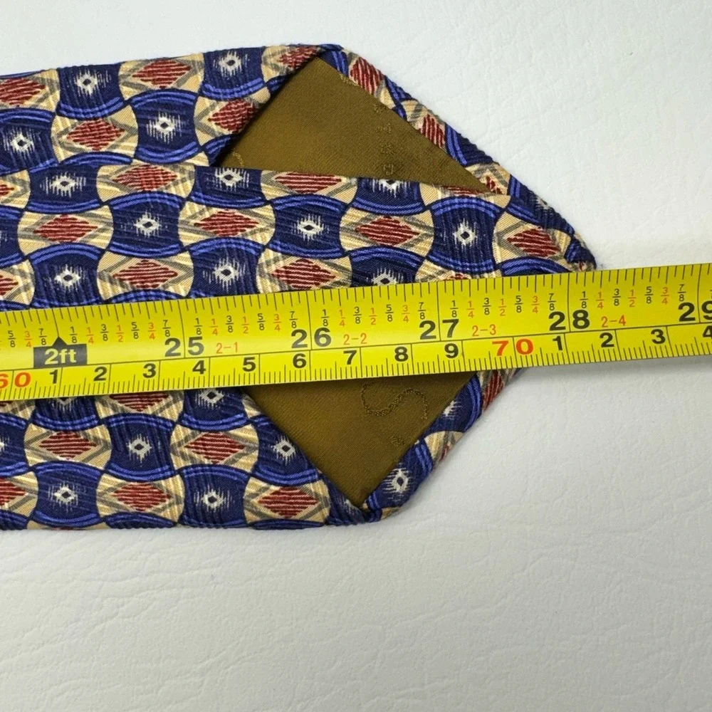 Robert Talbott‎ Studio Tie Mens OS Blue Gold Geometric Silk Luxury Professional